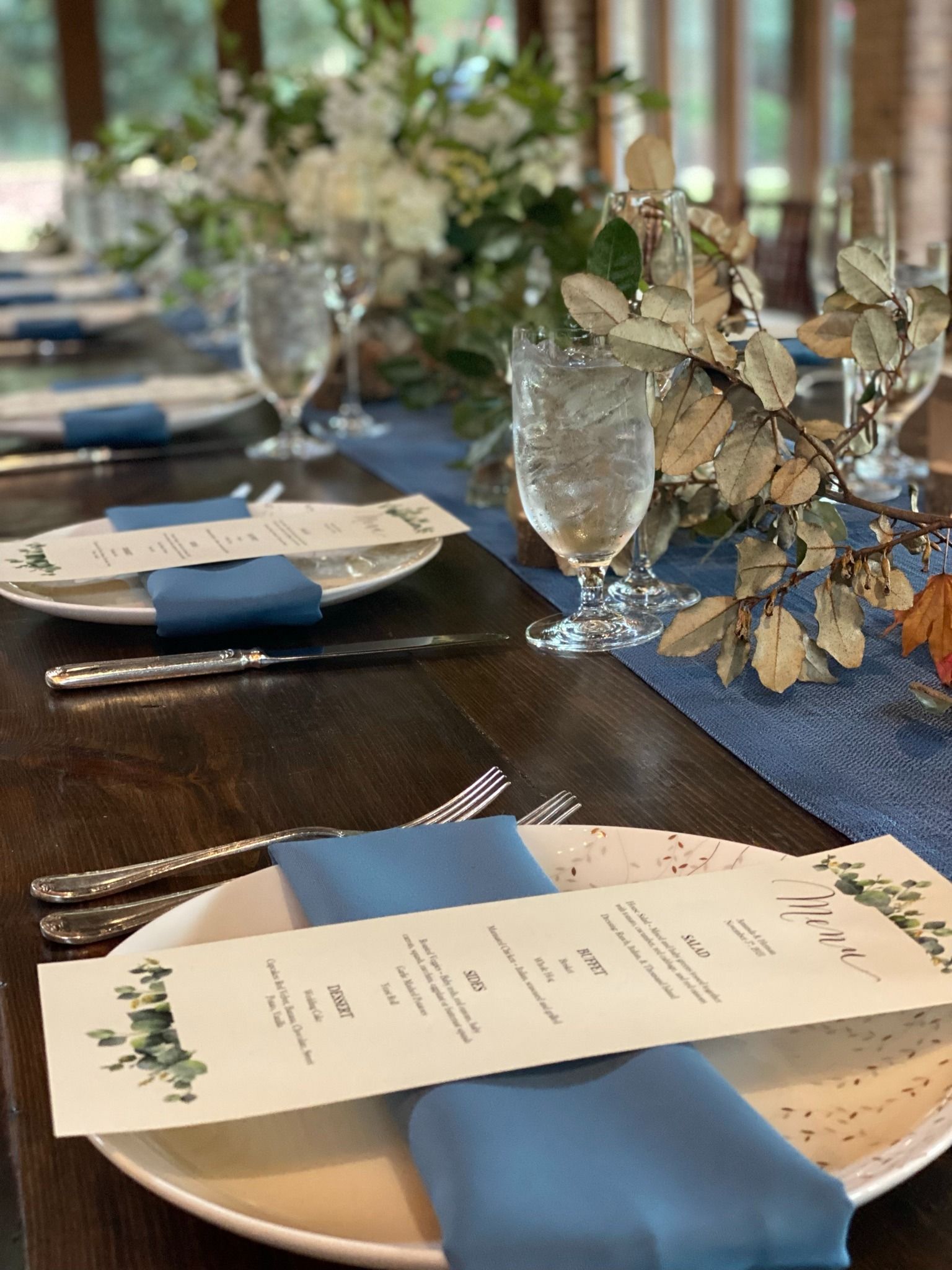 wedding reception menus on table