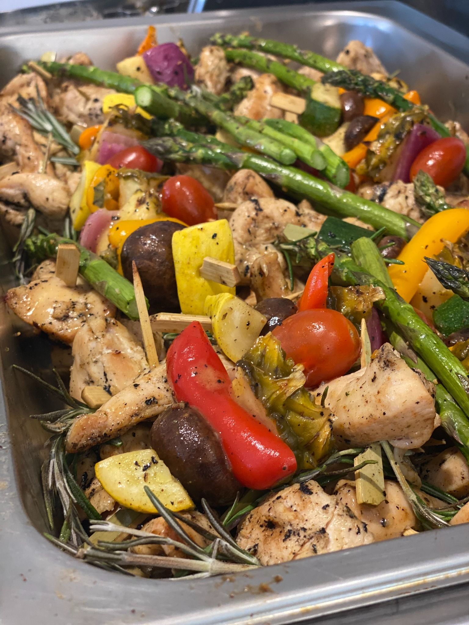 chicken and vegetable kabobs