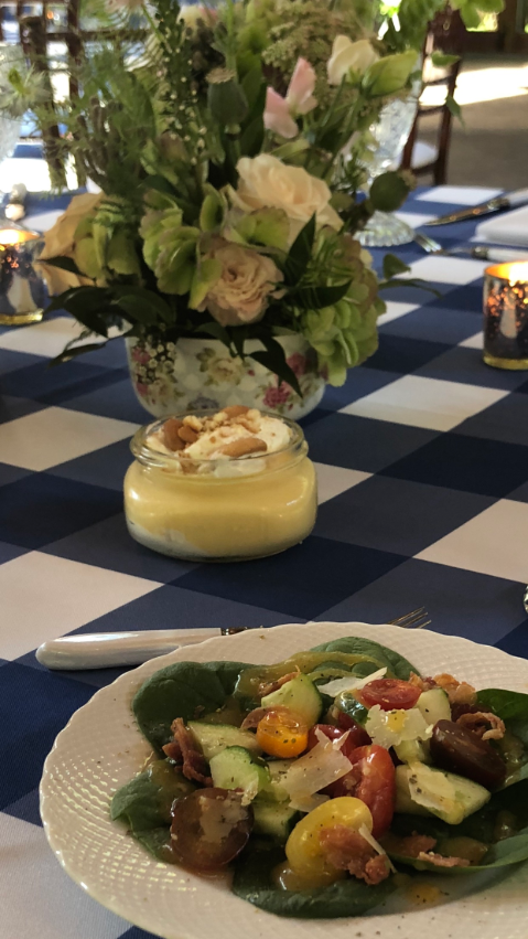 salad and banana pudding