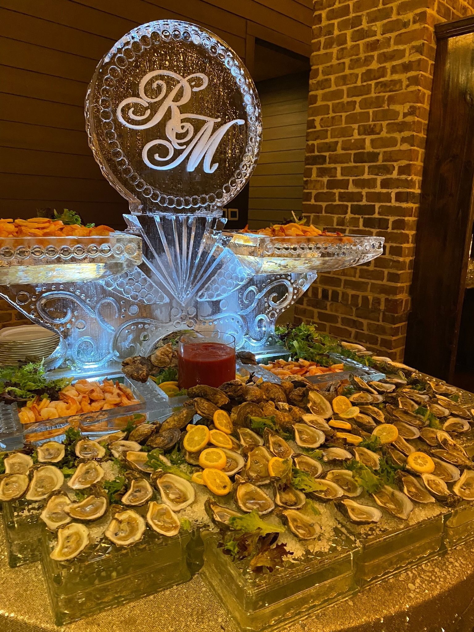 catered oysters and shrimp