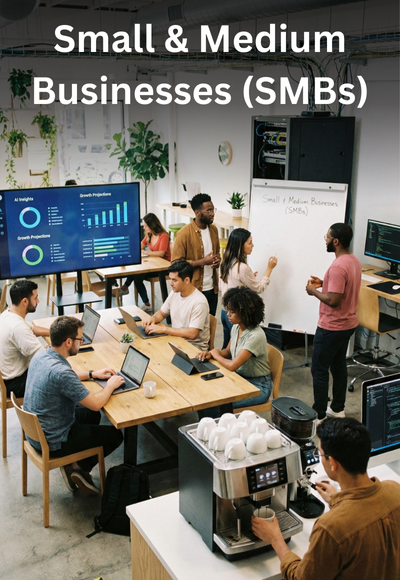 Small and Medium Businesses, small startup working in a modern work environment together