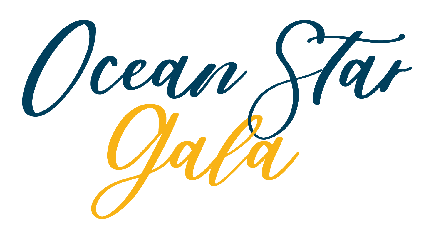 The logo for the ocean star gala is blue and yellow.