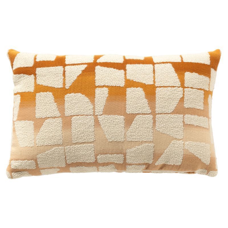 RIO - sierkussen 30x50 cm - Golden Ochre - oranje, wit