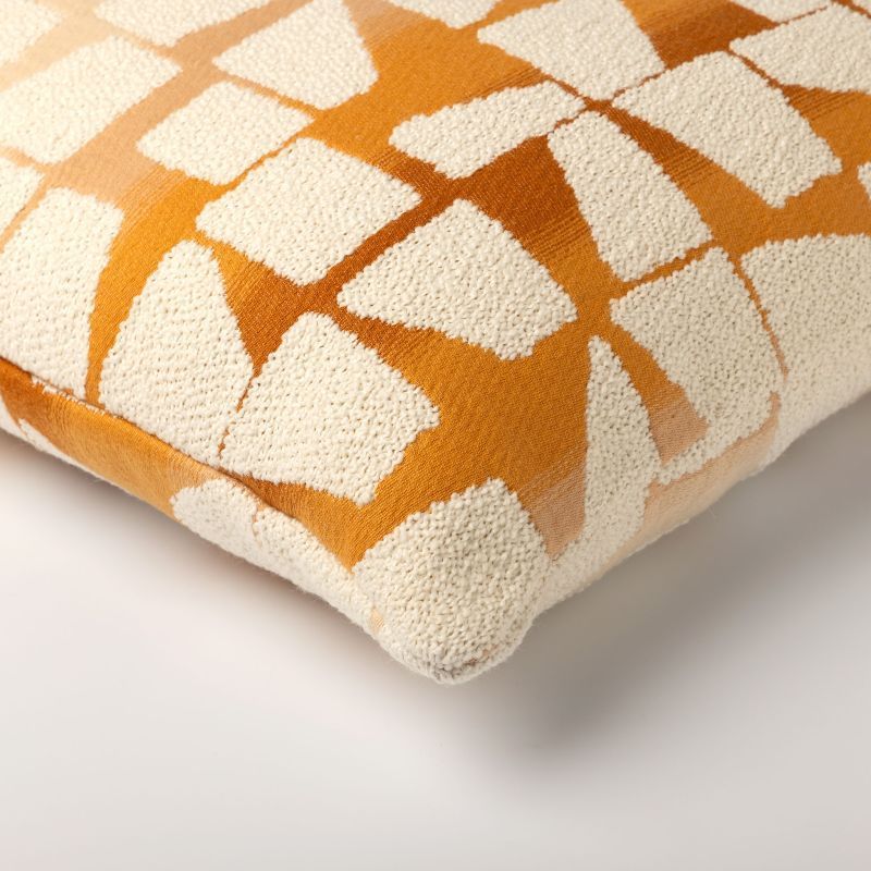 RIO - sierkussen 45x45 cm - Golden Ochre - oranje, wit