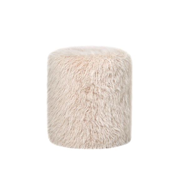 Zachte, beige, cilindervormige poef.