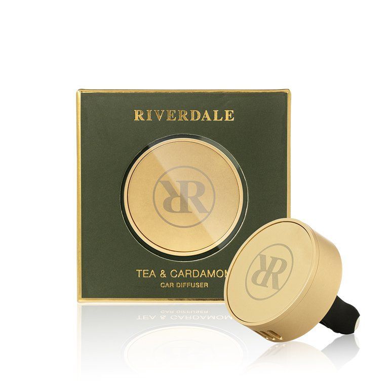 Set met gouden Ryedale thee en carabao zeep, inclusief groene doos en rond stuk zeep.
