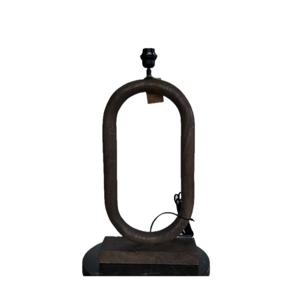 Ovaalvormige bruine lamp, van mango hout