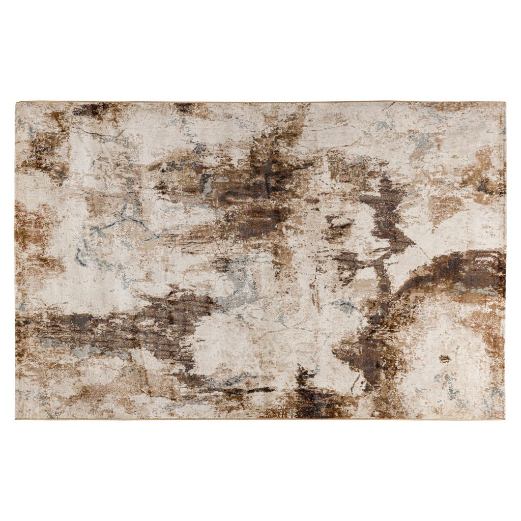 Abstract beige en bruin textuurpatroon met verweerde, gevlekte penseelstreken.