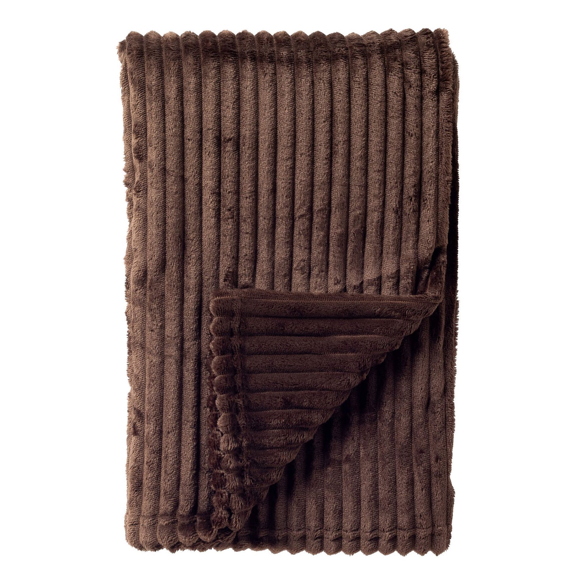 MARTHY - plaid 140x180 cm - ribfluweel - gerecycled - Chocolate Martini - bruin