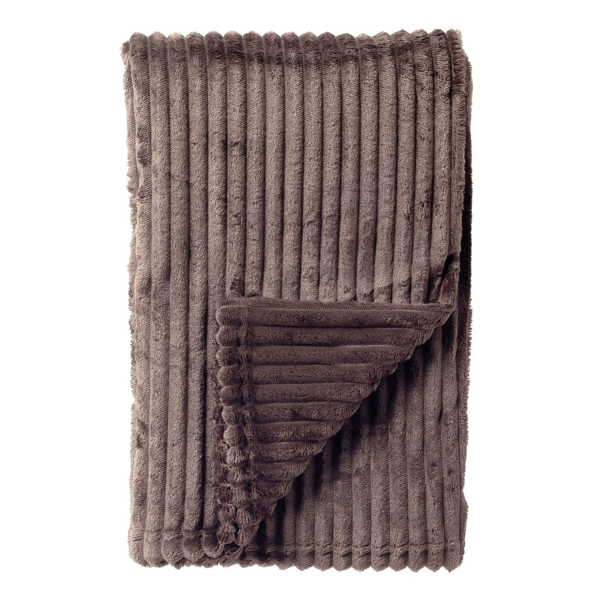 MARTHY - plaid 140x180 cm - zacht ribfluweel - corduroy - Driftwood - taupe