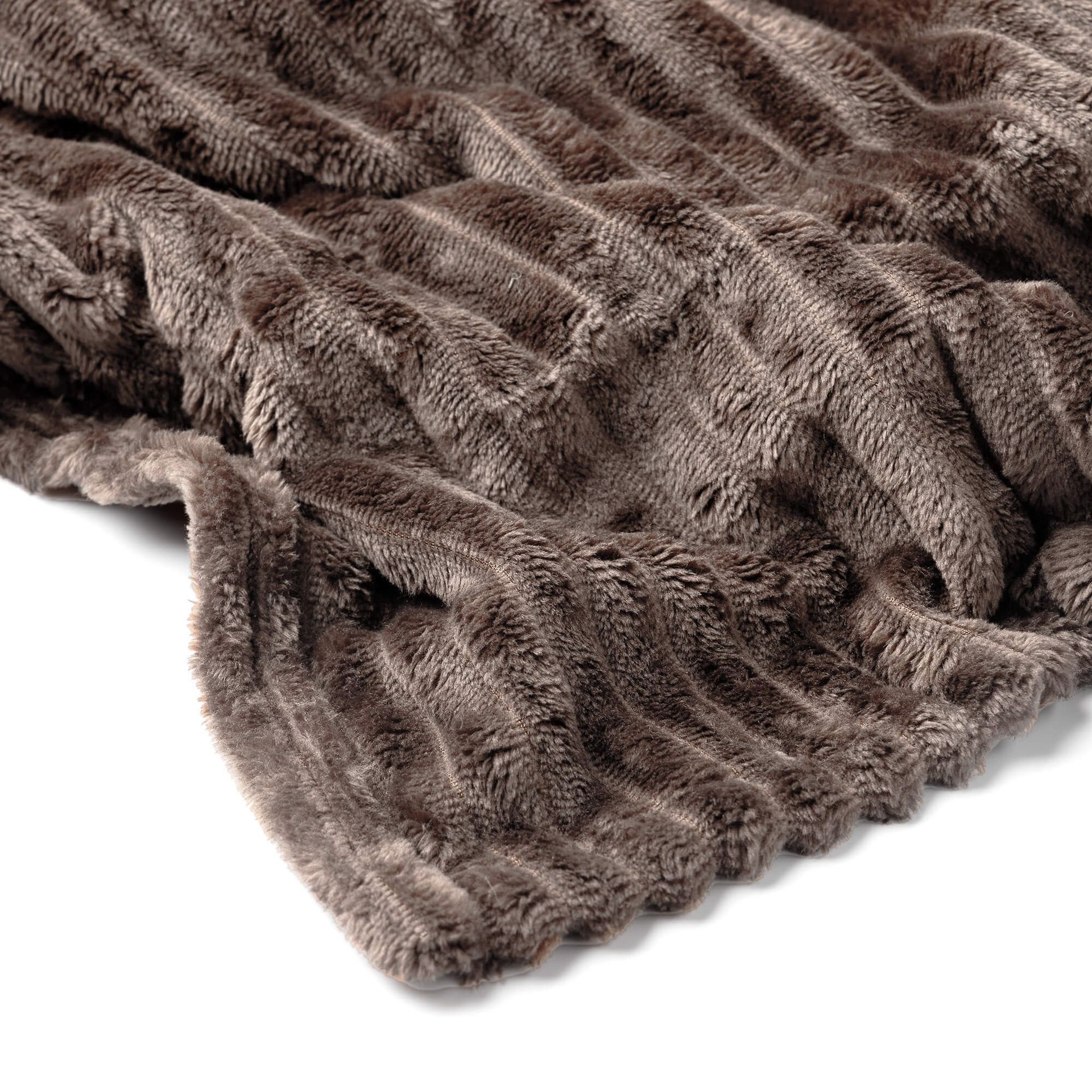 MARTHY - plaid 140x180 cm - zacht ribfluweel - corduroy - Driftwood - taupe