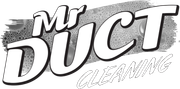 Logo for Mr. Duct Cleaning. White text on a gray bubble background.
