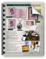 Flyer for Select Federal Burial Tax Benefits, with product examples and contact info.