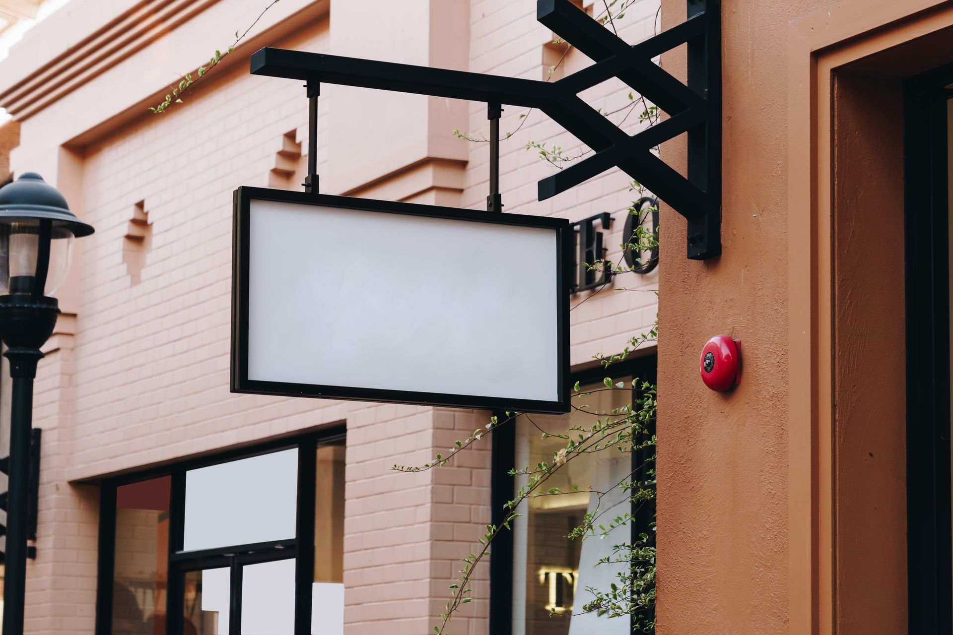 Horizontal empty signage on clothes shop front with copy space. Horizontal empty signage on clothes shop front with copy space.