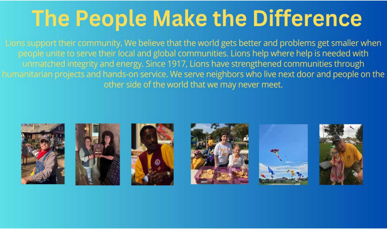 A blue poster that says the people make the difference