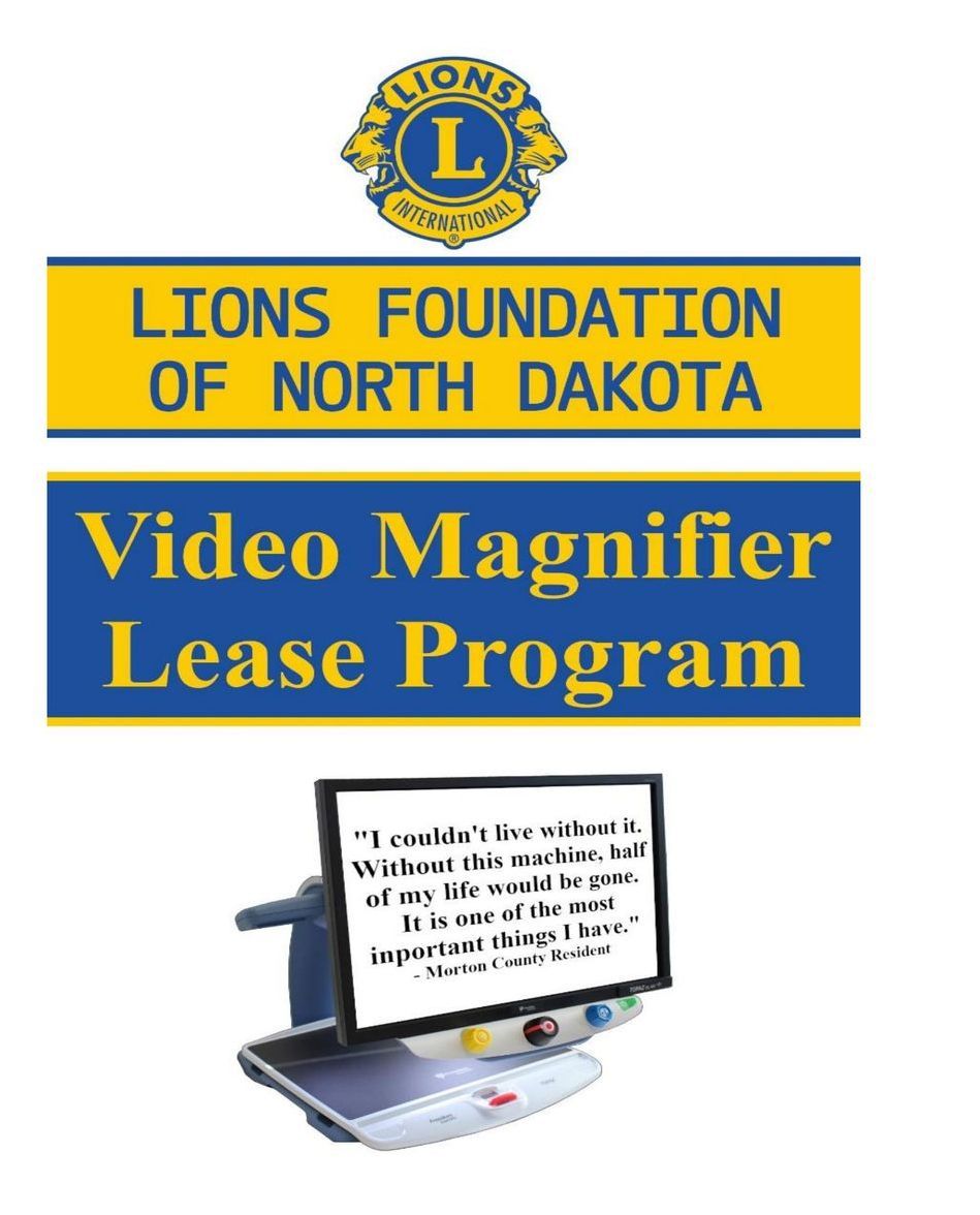 A poster for the lions foundation of north dakota video magnifier lease program