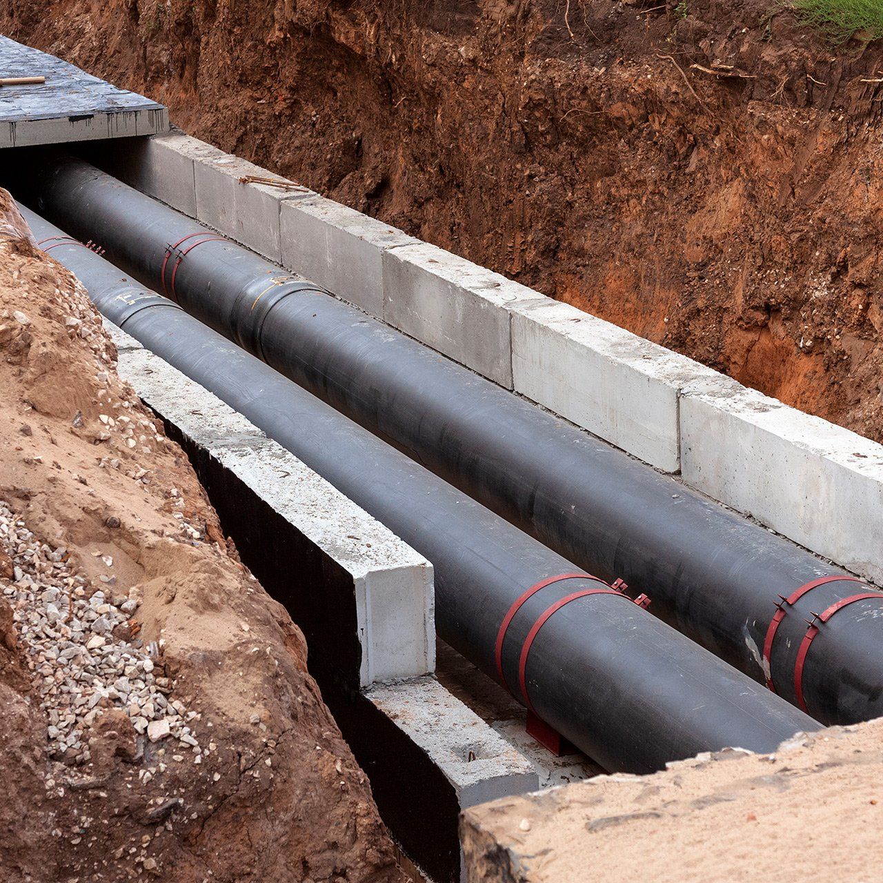 Insulated Pipes in the Trench — Trumbull, CT — Pepper's Landscaping & Lawn Service, Inc.