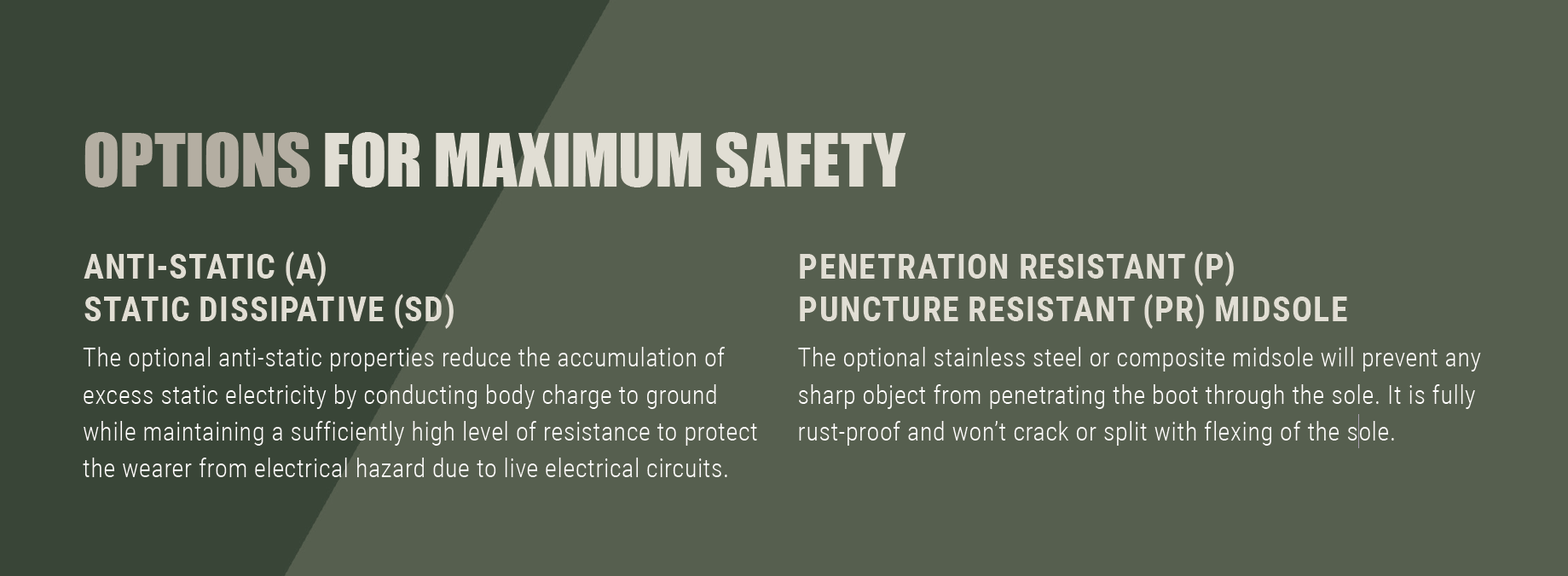 A green background with options for maximum safety written on it