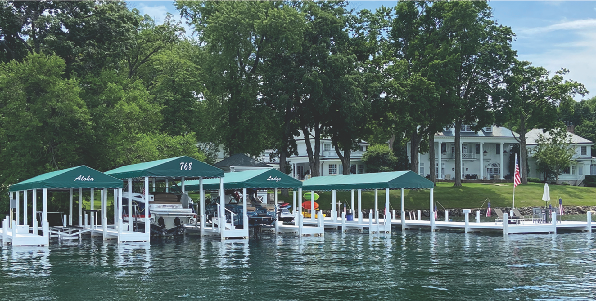 A set of docks with green roof