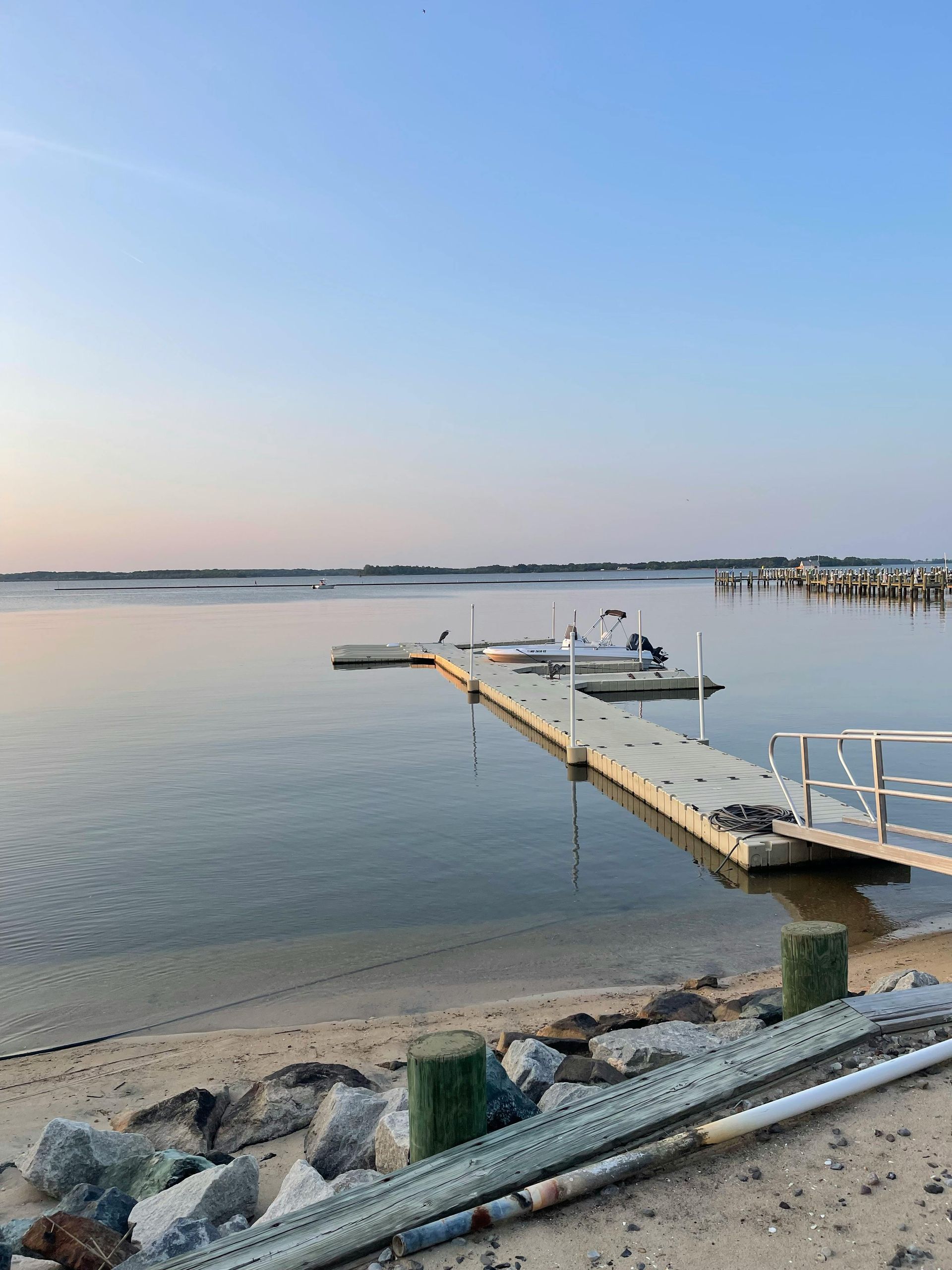 Docks are being assembled on the lake