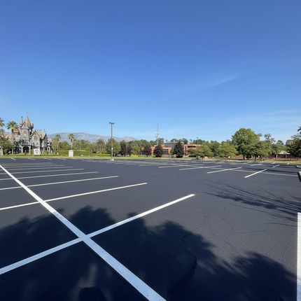 Professional parking lot striping in Anaheim CA with clean layout and fresh white lines
