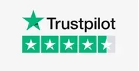 The trustpilot logo has a green star and four stars.