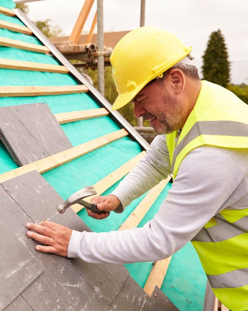 Man Fixing Roof — Dallas, TX — Hard Roofing Man Fixing Roof — Dallas, TX — Hard Roofing