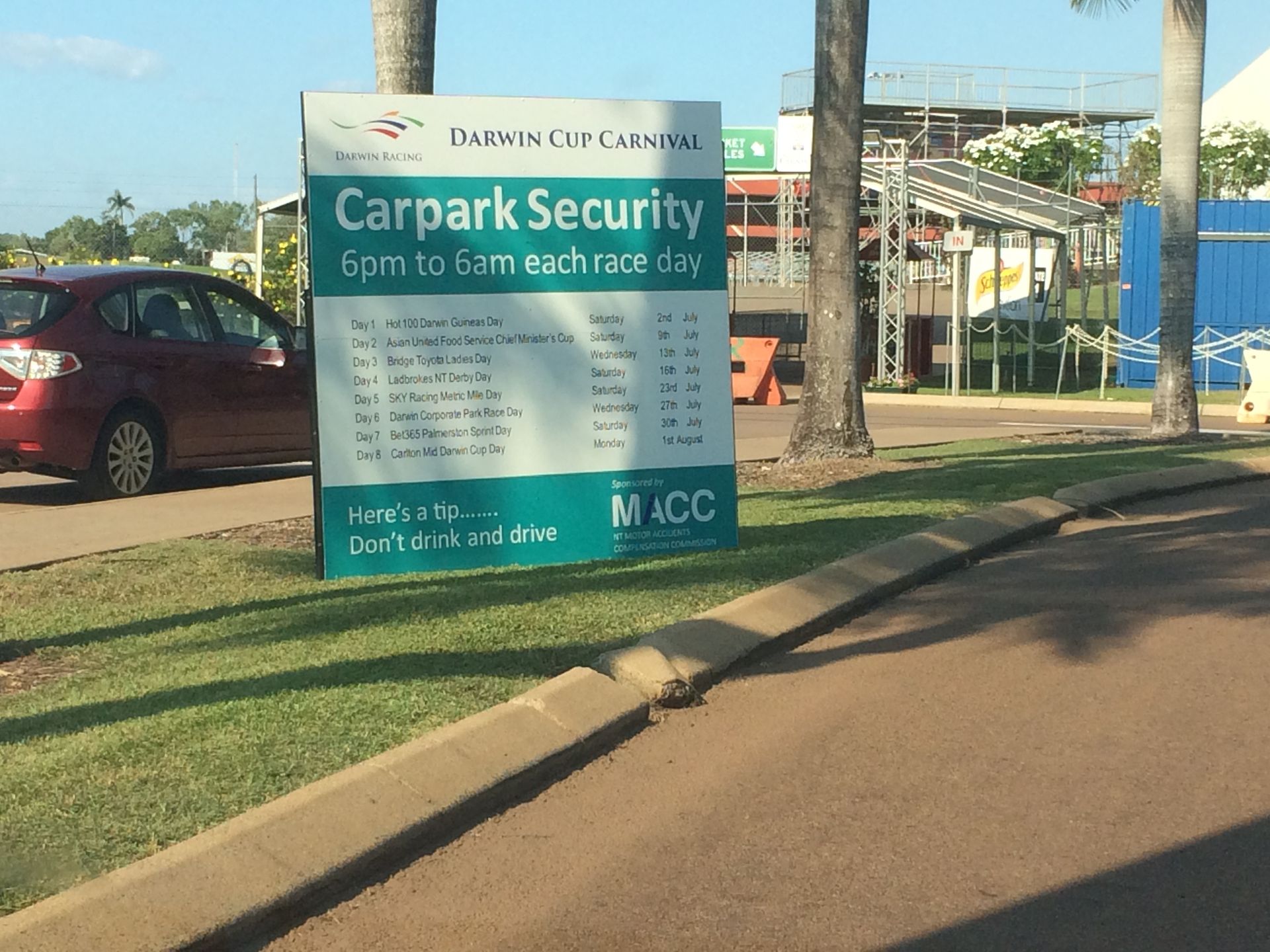 A sign that says carpark security on it