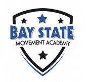 A logo for american stars gym with a red , white and blue star