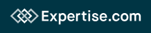 Expertise.com logo featuring a linked diamond icon followed by the brand name in white text on a dark teal background.