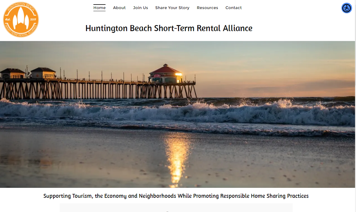 Huntington Beach pier at sunset, waves on the beach, ocean view.