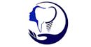 A dental logo with a hand holding a tooth and a woman 's face.