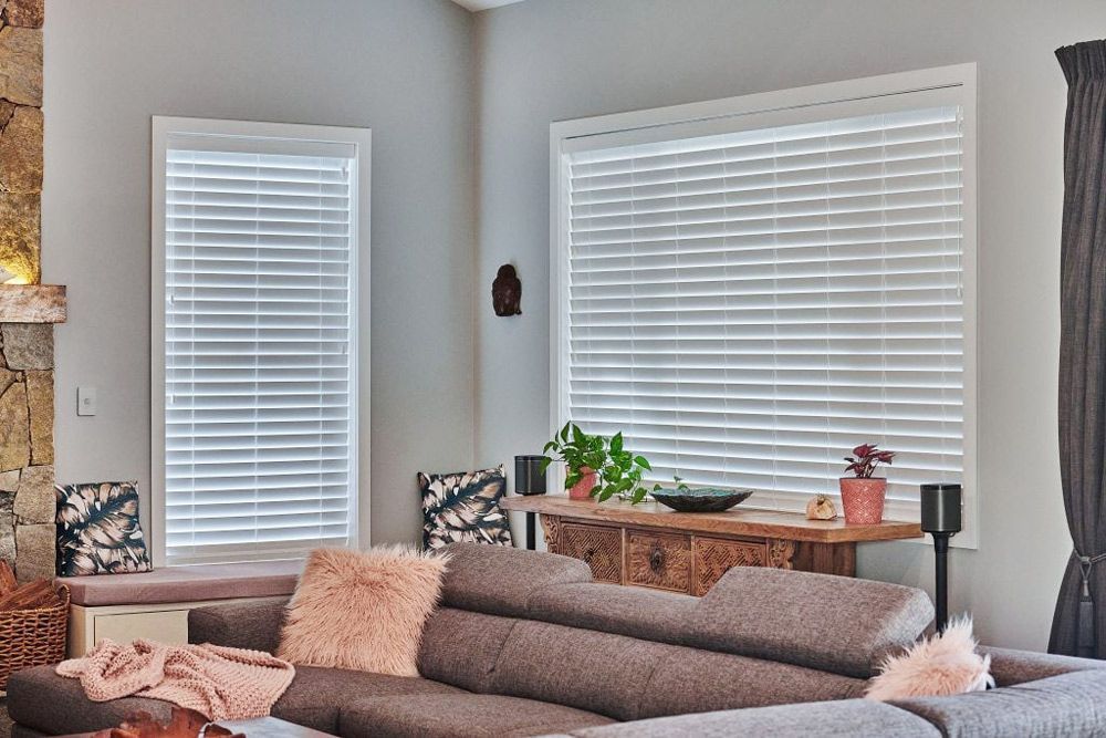 A White Blinds In Living Room