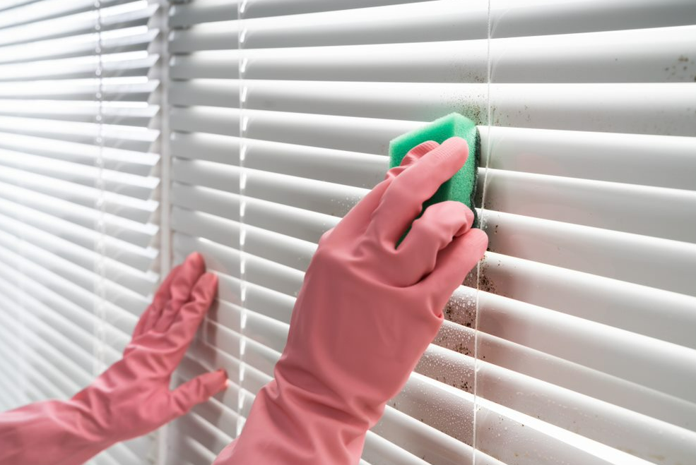 Cleaning Blinds Using Sponge