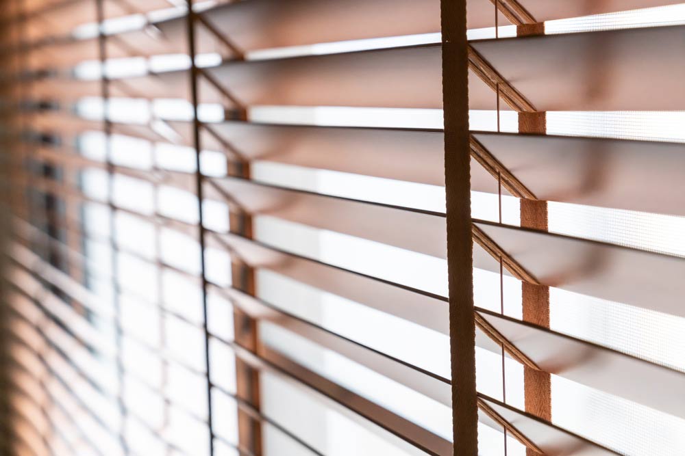 Wooden Blinds In The Living Room