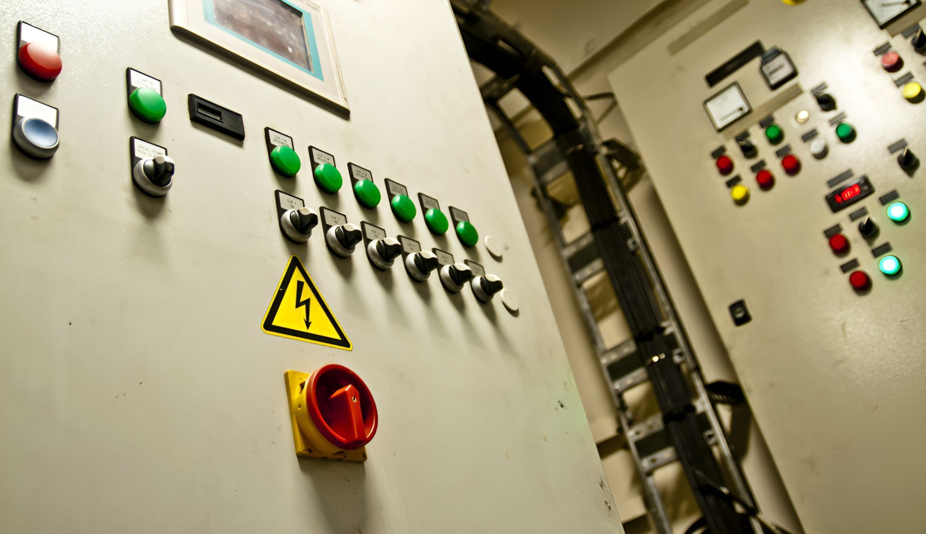 A Close Up Of A Control Panel With A Red Button On It — Entire Power Solutions In Lambton, NSW