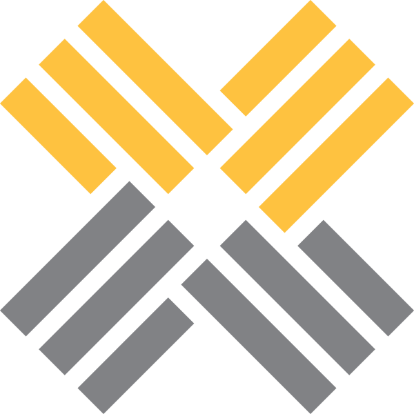 A yellow and gray geometric design on a white background