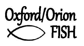 A Christian fish symbol and text that reads Oxford/Orion FISH