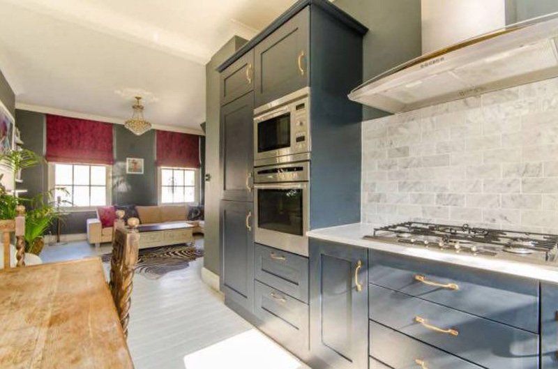 kitchen interior dark grey cupboards