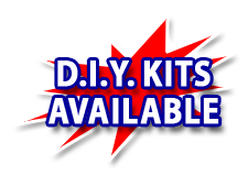 A red and blue sign that says diy kits available