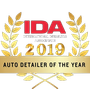 IDA award: Auto Detailer of the Year 2019. Red and gold emblem with crossed detailing brushes and laurel leaves.