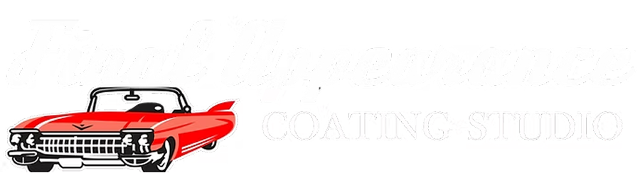 Red convertible car with text 