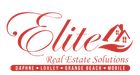 Logo: "Elite" in red script, small house icon, "Real Estate Solutions", cities listed at bottom.