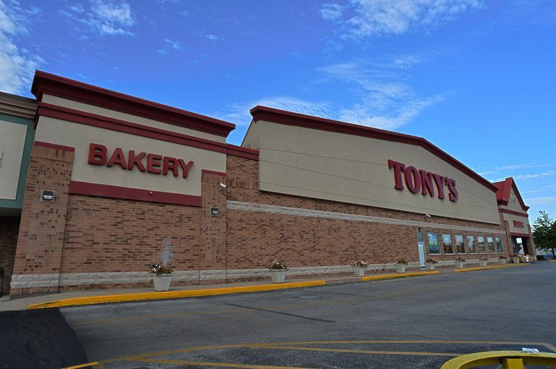 A large brick building with the word bakery on it