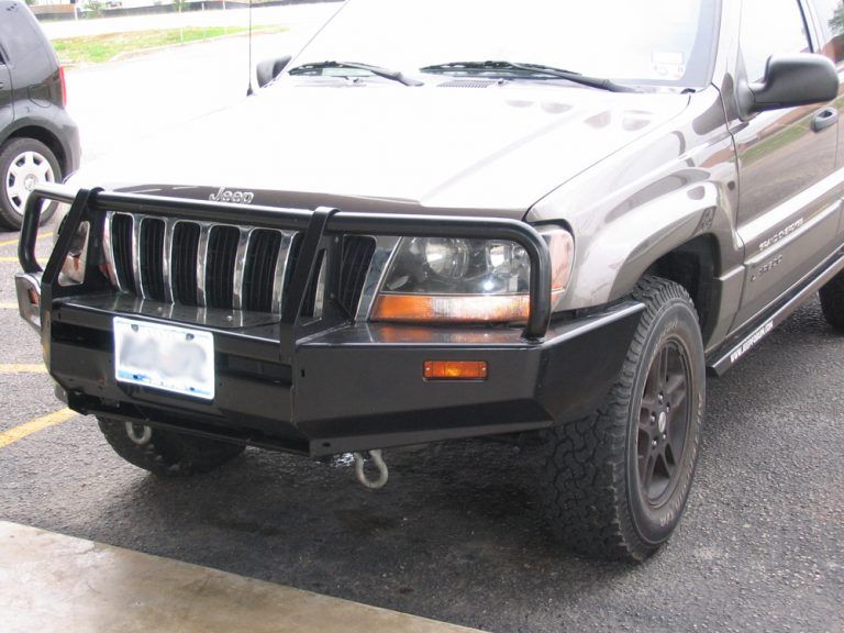 A jeep with a grill installed