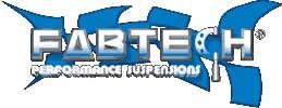 A blue and white logo for fabtech performance suspensions