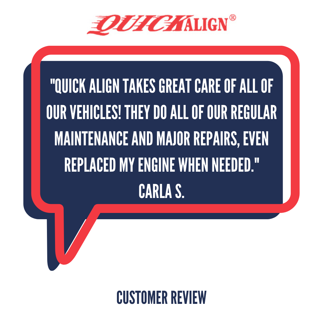 a customer review of quick align takes great care of all of our vehicles