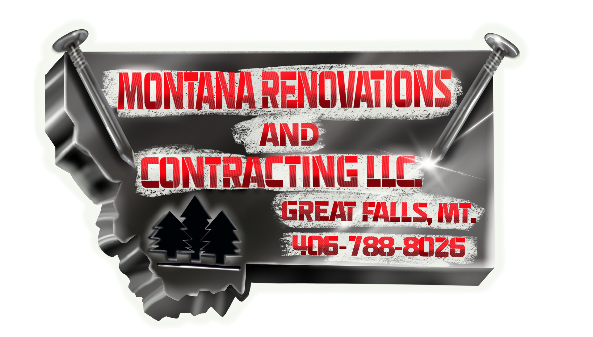 Logo for Montana Renovations and Contracting LLC, Great Falls, MT. Features Montana outline with text and phone number.