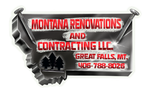 Logo for Montana Renovations and Contracting LLC, Great Falls, MT. Features Montana outline with text and phone number.