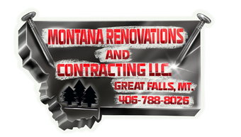 Logo for Montana Renovations and Contracting LLC, Great Falls, MT. Features Montana outline with text and phone number.